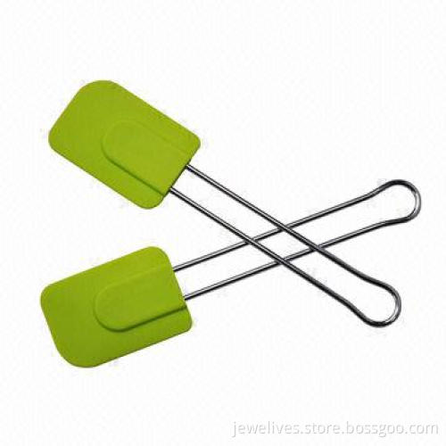 10-inch silicone scraper with wire metal handle in green color